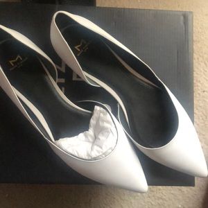 Leather White Flats